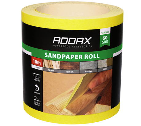 TIMCO Sandpaper Roll 60 Grit Yellow - 115mm x 10m