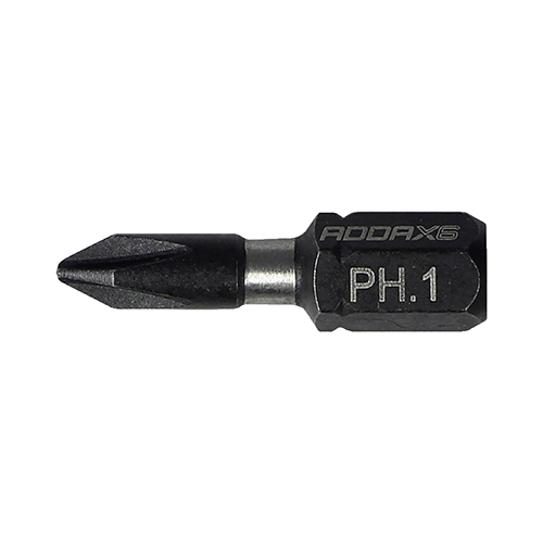 Addax X6 No1 Toughened Impact Phillips PH1 Driver Bits - 25mm - Pack of 10
