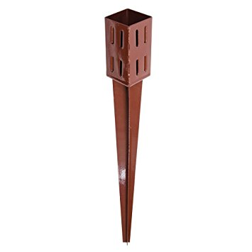 Fencemate Swift 100 x 100 x 750mm Drive-In Fence Post Support Anchor (w/Clamp) - Brown