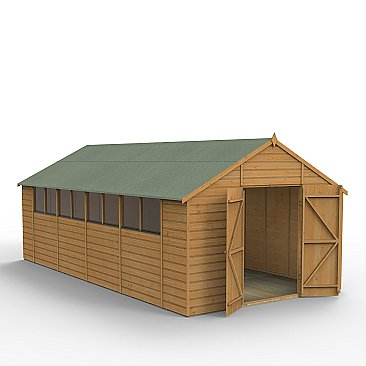 Forest Garden DTS Shiplap Dip Treated 10x20 Apex Shed - Double Door 