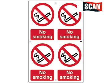 Safety Sign - No smoking (Quad Pack)