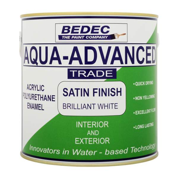 Bedec Aqua Advanced (Interior & Exterior) - Acrylic Satin Finish - 1L - Brilliant White