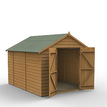 Forest Garden DTS Shiplap Dip Treated 8x10 Apex Shed - No Window, Double Door 