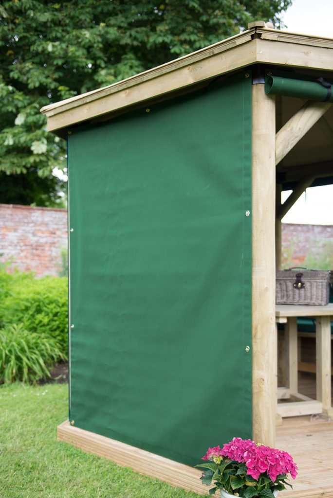 Forest Garden DTS 3.5m Square Wooden Gazebo Curtains - Green