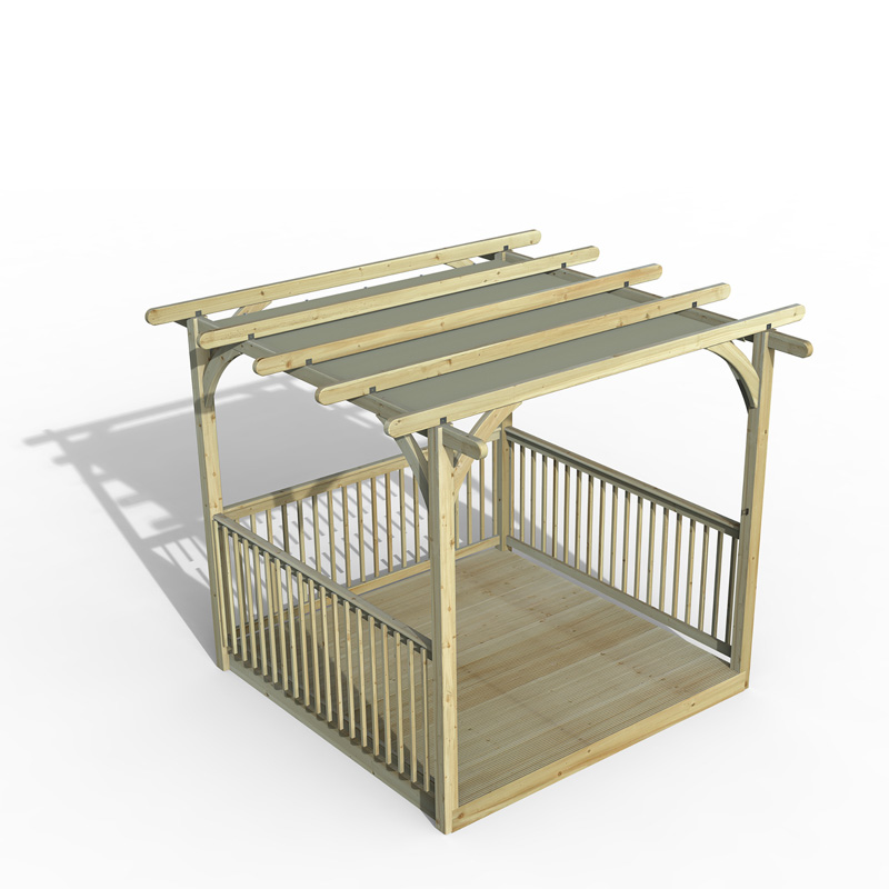 Forest Garden DTS Ultmia Pergola and Decking kit 3 x  Balustrade with Canopy 