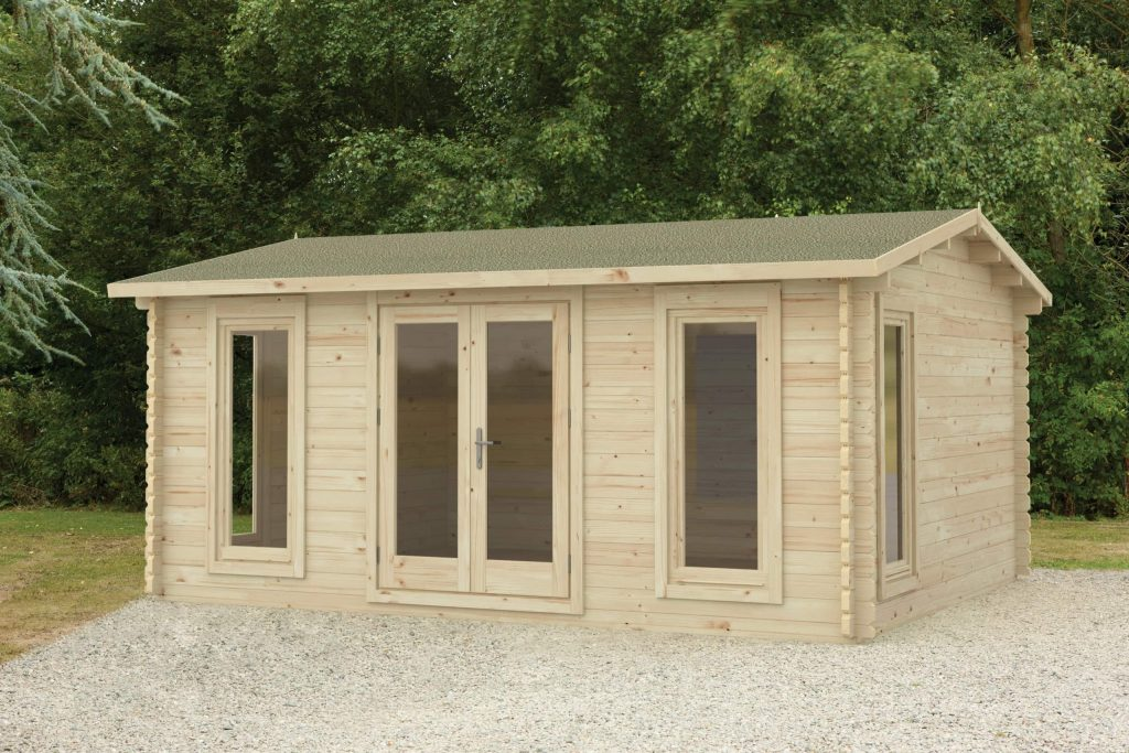 Forest Garden DTS Rushock 5.0m x 4.0m Log Cabin - Apex Roof, Double Glazed with Felt Shingles, plus Underlay 