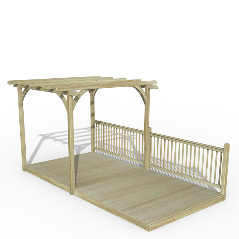 Forest Garden DTS Ultmia Pergola and Decking kit 4.8m with 2 x Balustrade 