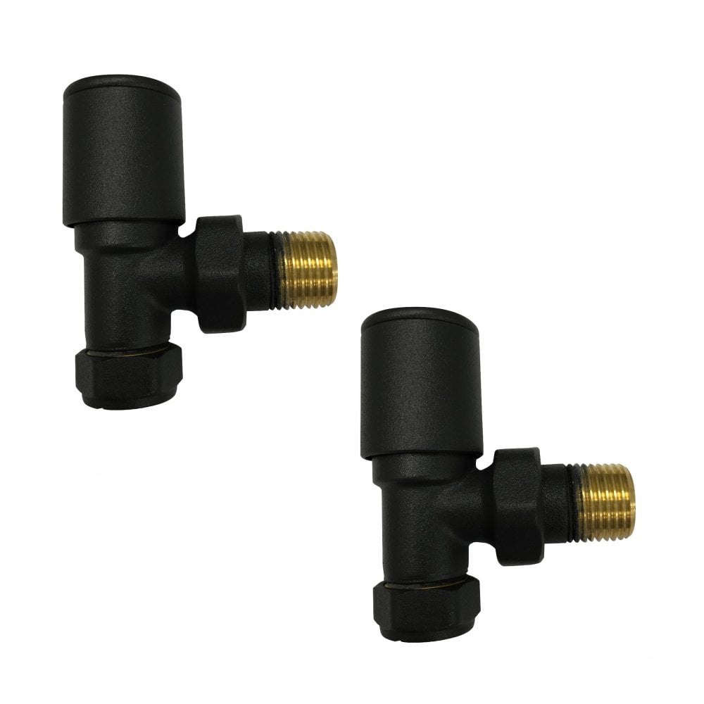 Towel Rail Valves - 15mm Angled (Pair) - BLACK