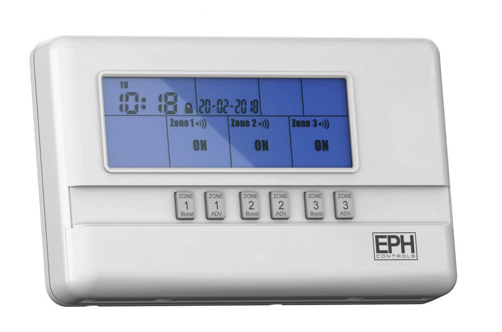 EPH 3 Zone Wireless RF Enabled Programmer, 7 Day, 5 / 2 Day or 24 Hour (c/w 230Vac contacts)
