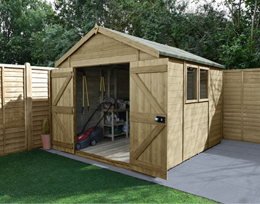 Forest Garden DTS Timberdale 10 X 8 Double Door Apex Shed 