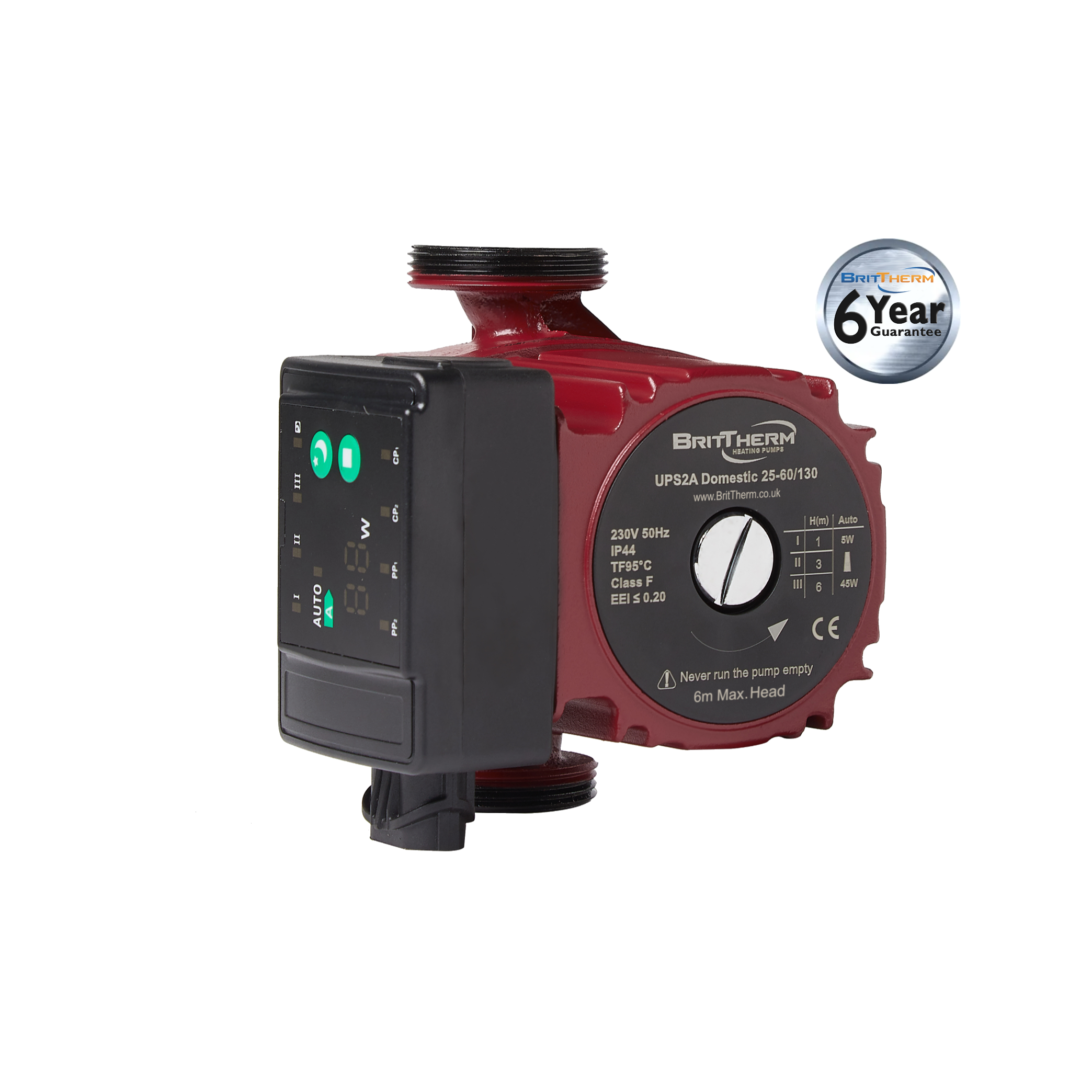 BritTherm MODULATING Central heating pump UPS2A Domestic Pro Heating Pump 15-60/130 3 speed 6 meter head (6 YEARS)