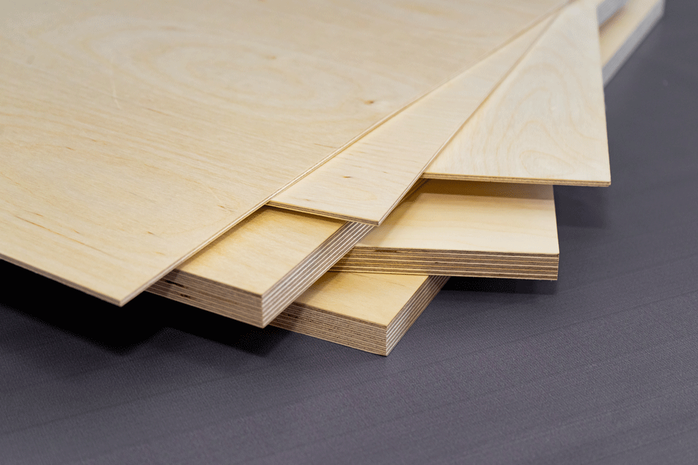 a stack of assorted plywood of various thicknesses