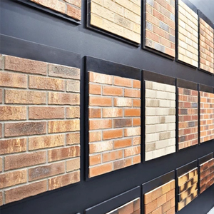 bricks on samples panels on a wall
